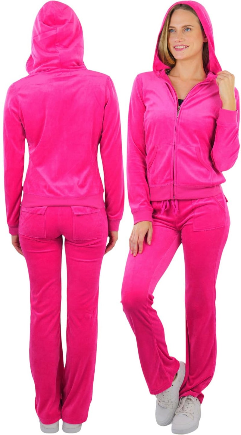ToBeInStyle Women's Velour Tracksuit Jacket and Matching Pants - Fuchsia - L - Image 2